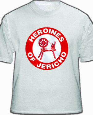 HEROINES OF JERICHO WHITE T-SHIRT FOR FREEMASONS - RED CENTERED CLASSIC LOGO. MASONIC MERCHANDISE AND GIFTS.