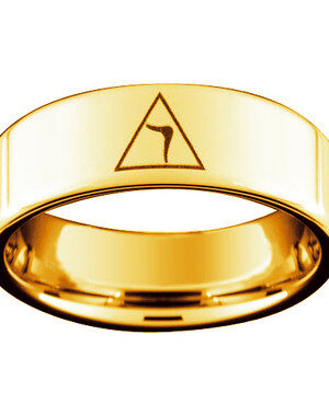 SCOTTISH RITE RING - GOLD COLOR FREEMASON RING 14TH DEGREE GRAND ELECT MASON SYMBOL - GOLD TUNGSTEN BAND MASONIC RINGS