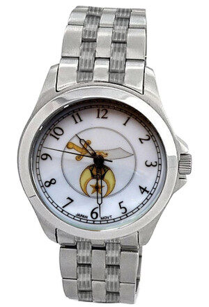 SHRINER WATCHES - COLORFUL MASONIC SYMBOL ON SILVER COLOR STEEL BAND AND FACE - FOR FREEMASONS